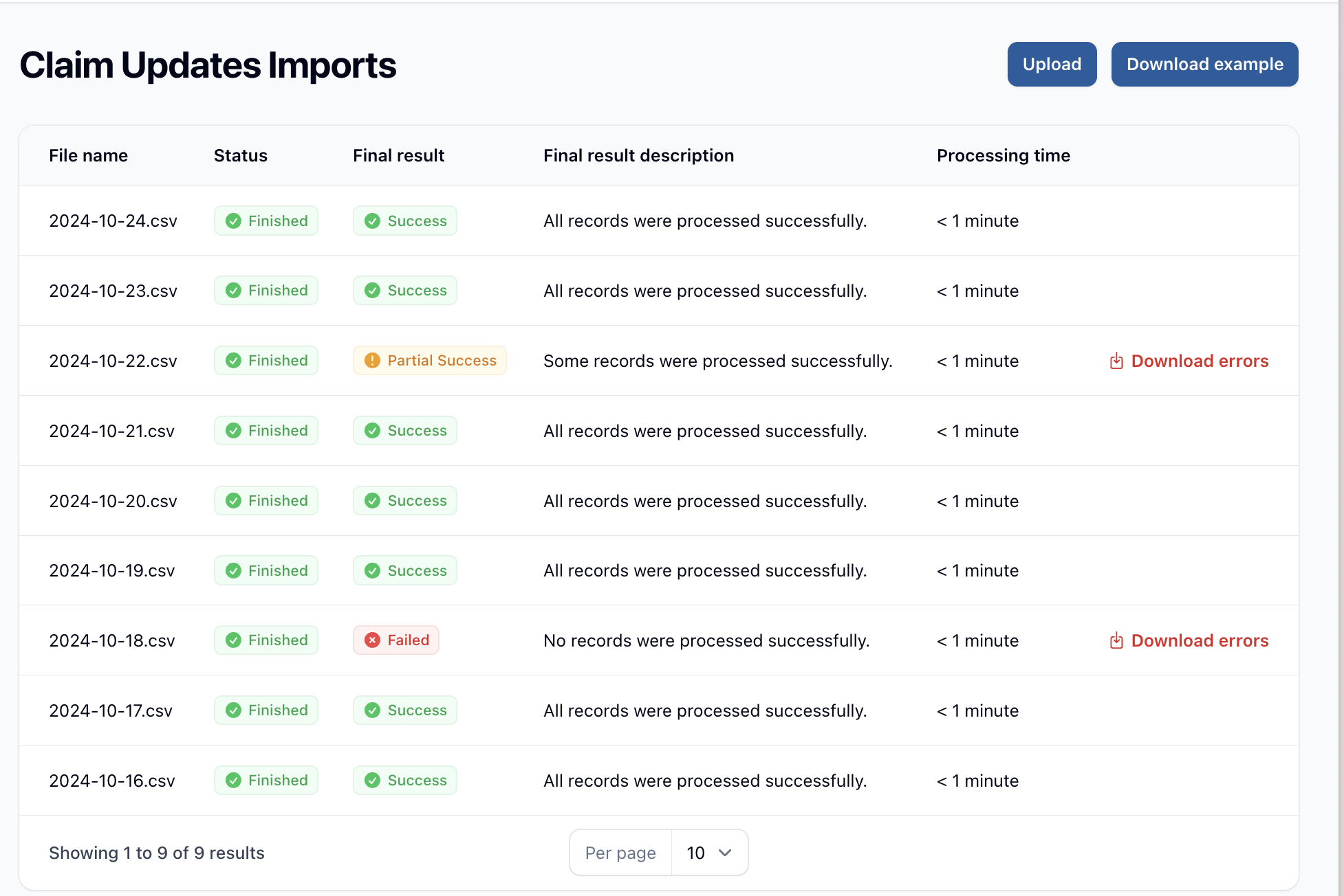 Claim Update Import Example Claim Update Import Example