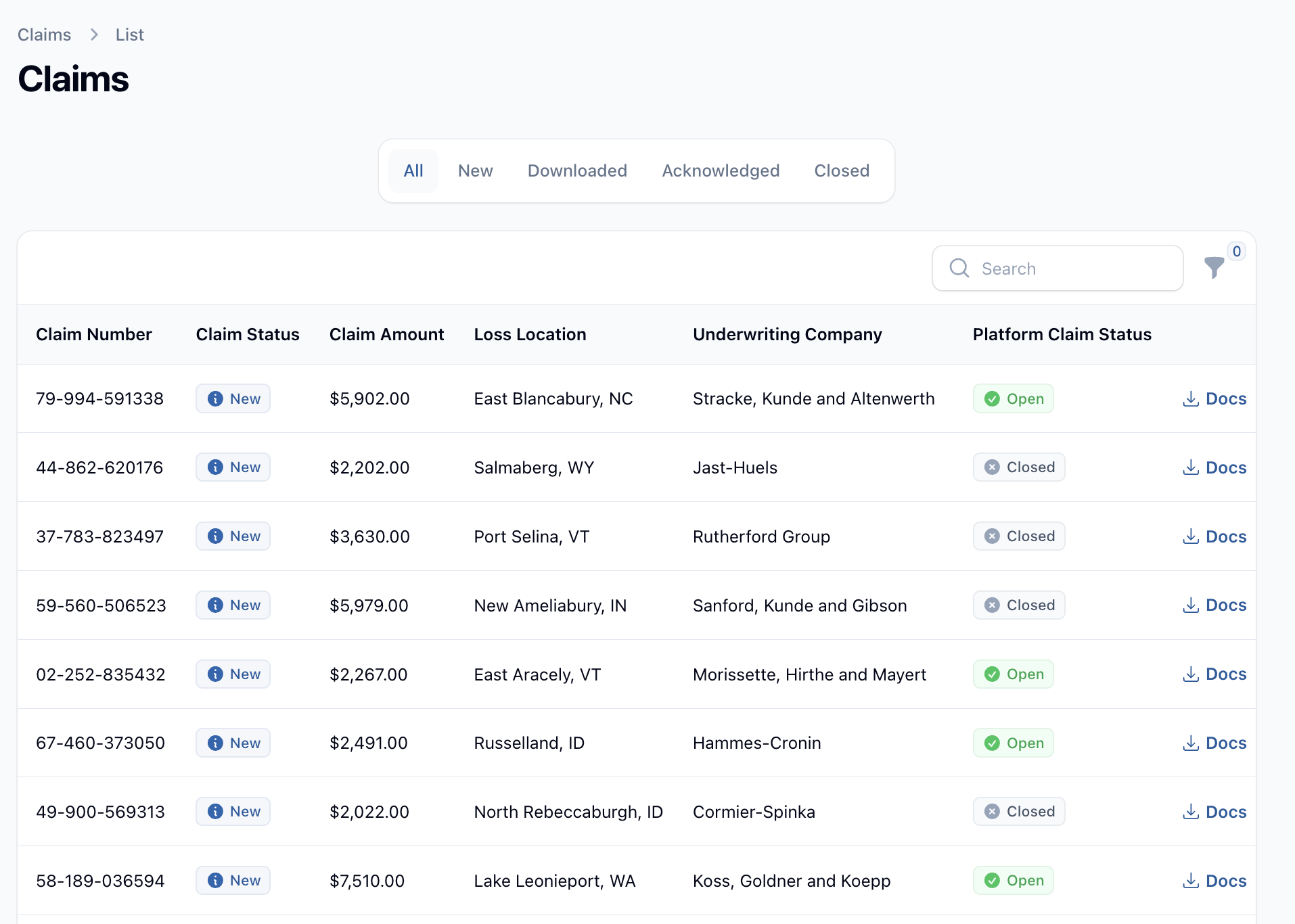 Claim Management Dashboard Claim Management Dashboard