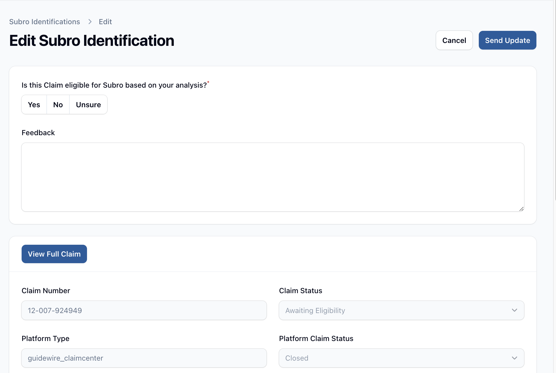 Subro Identifications Example Subro Identifications Example
